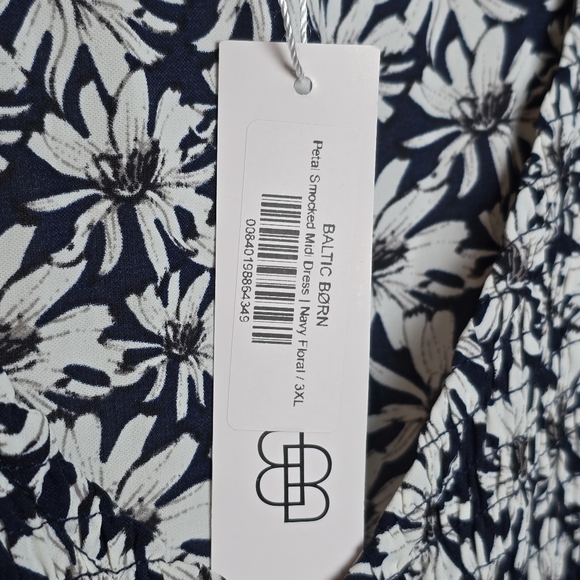 Baltic Born Women's Floral Navy Petal Smocked Ruffle Midi Dress Size 3X New - Picture 12 of 16